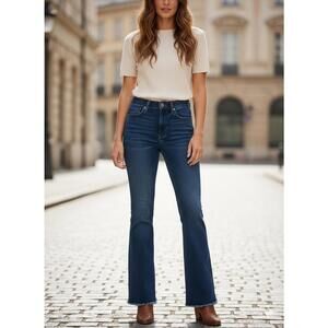 Wonderly Jeans High-Rise Flare 8R Blue 33in Frayed Hem Boho